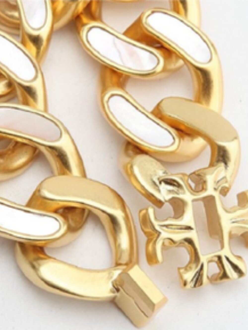 NWOT Tory Burch Roxanne Inlay Chunky Gold Statement Necklace - Picture 4 of 6